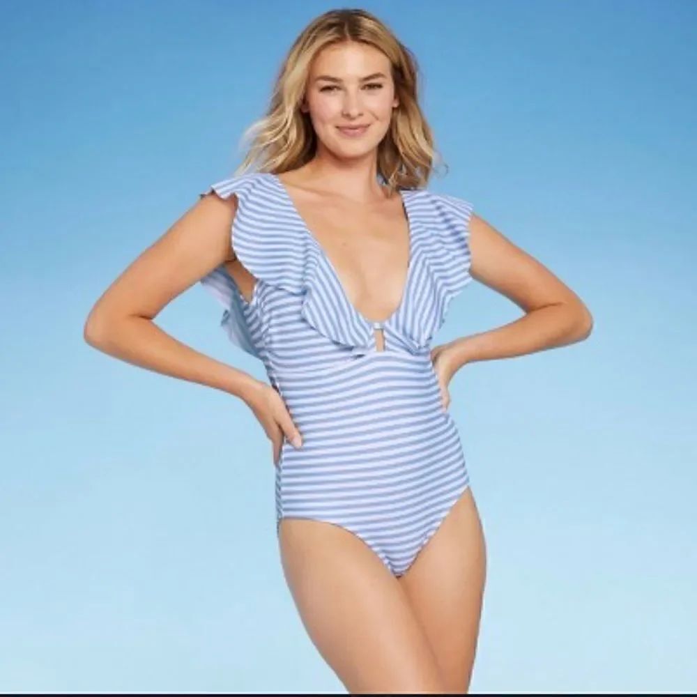 Kona Sol Medium Ruffle One Piece Swimsuit Size XS NWT